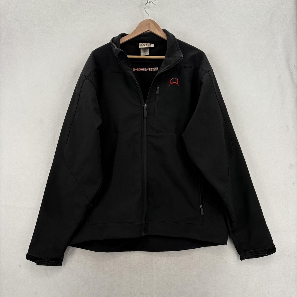 Cinch Softshell Jacket Mens XL Black Fleece Lined Full Zip Western Rodeo Logo